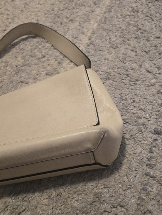 STAUD Cream Leather Valerie Baguette Shoulder Bag - Minimalist Chic - Picture 5 of 16